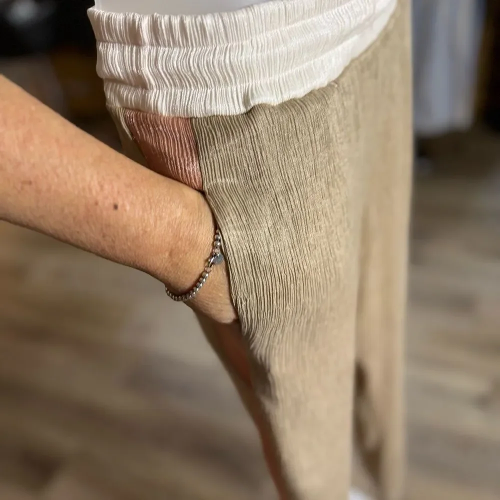 Secret Season Shimmery Jogger Pants with Pink Rosé Side Stripe, Size Small